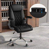 Height Adjustable PU Leather Office Chair with 6-level Headrest-