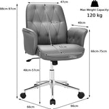 Swivel PU Leather Office Chair - Adjustable and Rocking Function in Grey - Ideal for Home or Office Use