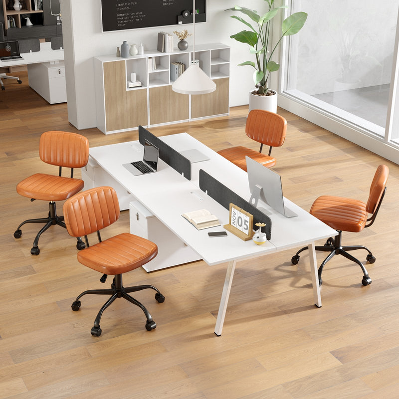 Home Office Small Armless Desk Chair with Wheels and Lumbar Support-