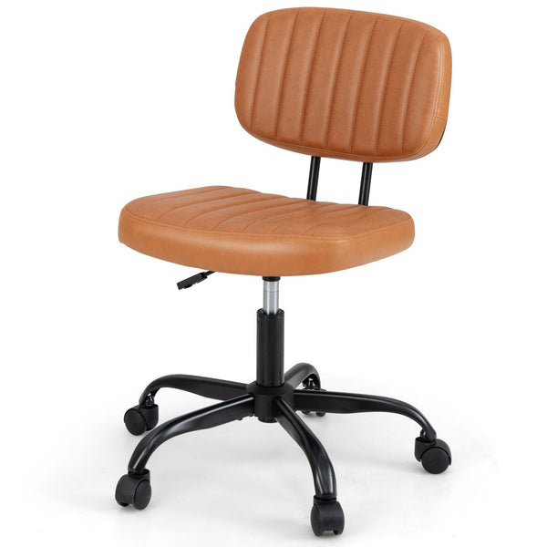 Home Office Small Armless Desk Chair with Wheels and Lumbar Support-