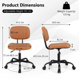 Home Office Small Armless Desk Chair with Wheels and Lumbar Support-