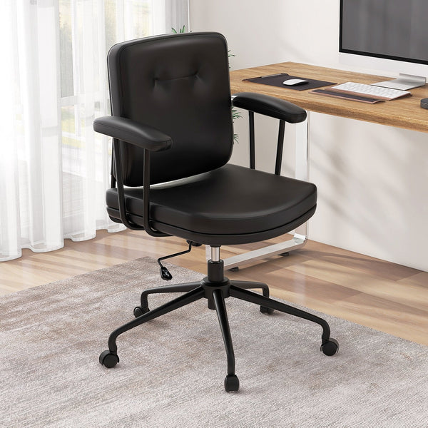 Home Office Small Desk Chair with Adjustable Height Wheels-