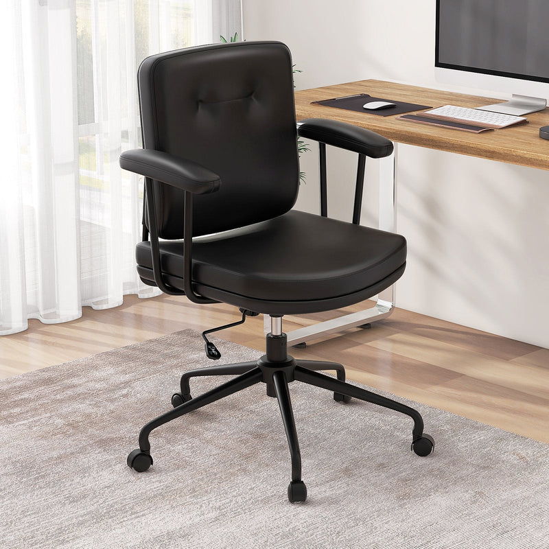 Home Office Small Desk Chair with Adjustable Height Wheels-