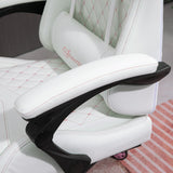 Ergonomic Racing Style Gaming Chair - Swivel Wheels, Adjustable Footrest, PU Leather Reclining Seat - Comfortable Home Office Gamers' Essential in White