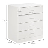 Vertical 4-Drawer Storage Chest with Metal Glides - Sturdy Anti-Tip Design for Playrooms, Nurseries, and Hallways - Space-Saving Organizer for Homes