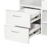Mobile Storage Cabinet Sideboard - Cupboard with 4 Shelves, Drawers, and Lockable Wheels - Space-Saving Organizer for Home or Office