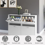 120Lx24Wx81H cm Shoe Storage Unit - Sleek White Particle Board Shoe Cabinet - Space-Saving Organization for Entryways and Closets