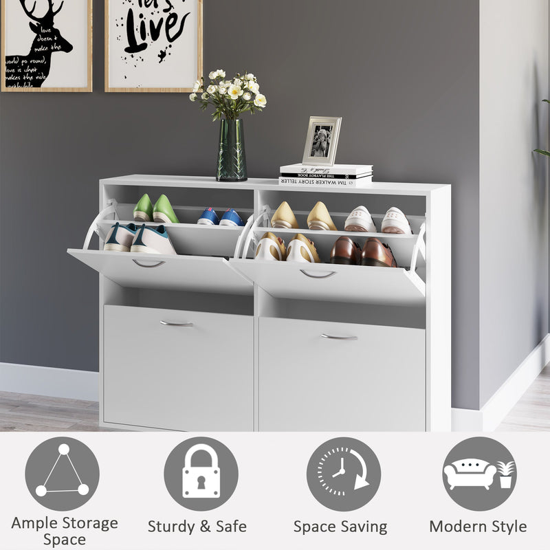 120Lx24Wx81H cm Shoe Storage Unit - Sleek White Particle Board Shoe Cabinet - Space-Saving Organization for Entryways and Closets