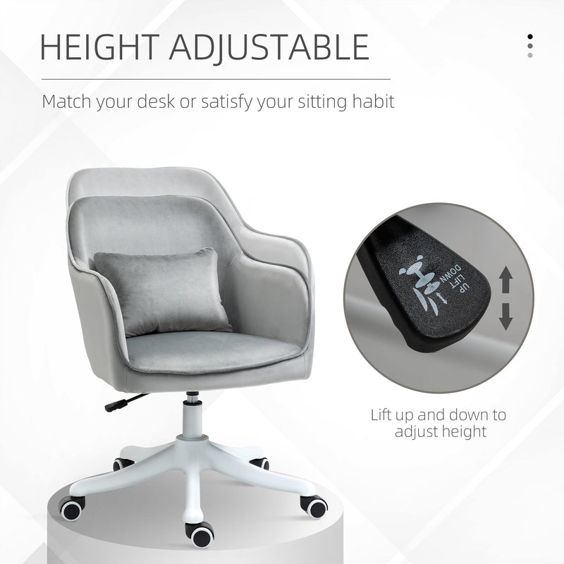 Ergonomic Velvet Office Chair with Massage - Rechargeable Vibration Lumbar Support, Smooth-Rolling Casters - Comfort for Home Office and Remote Work