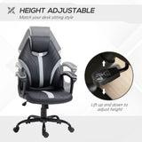 Ergonomic Racing Gaming Chair - Faux Leather Swivel Office Chair with 5 Wheels, Black and Grey - Ideal for Long Gaming Sessions & Professional Gamers