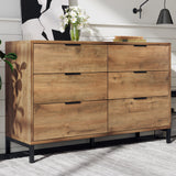 6-Drawer Sideboard Cabinet in Dark Oak - Sturdy Metal Handles, Modern Storage Organizer for Home - Ideal for Living Room and Bedroom Organization