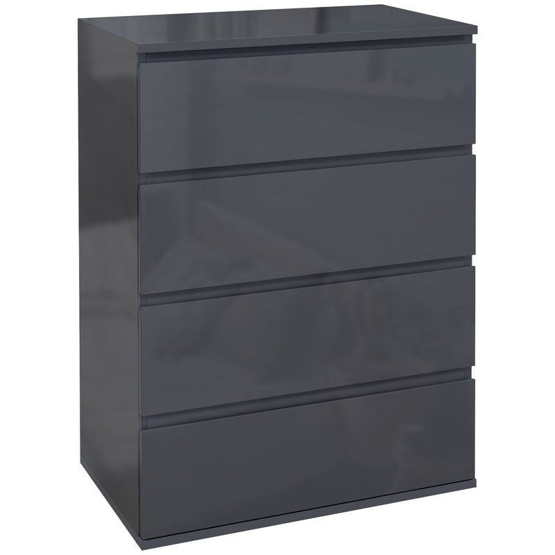 High Gloss 4-Drawer Dresser - Contemporary Bedroom Storage Cabinets - Sleek Organization Solution for Modern Homes