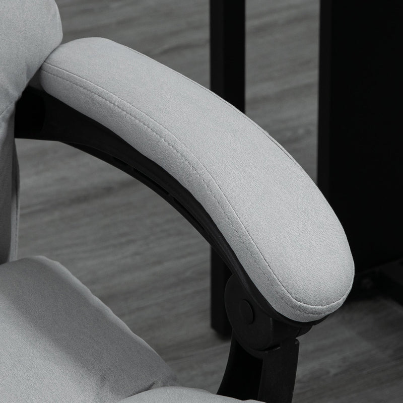 Ergonomic Recliner Office Chair with Heat & Massage Functions - Microfiber Swivel Chair with Armrest, Adjustable Footrest & Enhanced Double-Tier Cushioning - Ideal for Stress Relief & Relaxation at Work