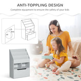 Children's Multipurpose Bookshelf with Drawer - Mobile Toy Storage Organizer and Bookcase for Kids - Ideal for Bedroom or Playroom in Stylish Grey