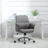 Mid-Back Executive Rocking Office Chair with Adjustable Settings - Swivel, Wheeled, and Comfort-Centric Design in Light Grey - Ideal for Home or Corporate Offices