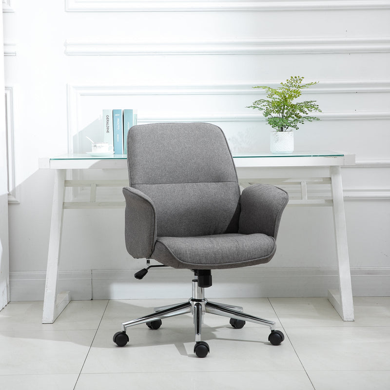 Mid-Back Executive Rocking Office Chair with Adjustable Settings - Swivel, Wheeled, and Comfort-Centric Design in Light Grey - Ideal for Home or Corporate Offices