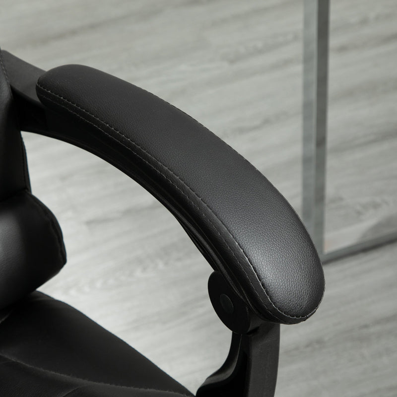 Executive Adjustable Office Chair - PU Leather Swivel Chair with Reclining Backrest & Retractable Footrest - Comfort for Home or Office Use