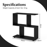 Irregular 2-Tier Storage Shelf - Wood Shelving Units with 4 Compartments in Black - Ideal Space Solution for Any Room