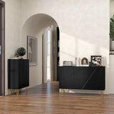 Modern Luxe High Gloss Sideboard - Stylish Storage Cabinet with Sleek Hairpin Legs in White - Elegant Organizational Solution for Contemporary Homes