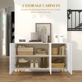 High Gloss Front Storage Cabinet - Freestanding Sideboard with Adjustable Shelving & Soft-Close Doors, Gold Tone Hairpin Legs - Stylish Organizer for Living Room, Dining Area, Hallway