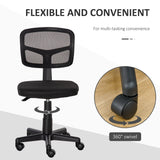 Vinsetto Small Office Chair without Arms, Ergonomic Swivel Mesh Desk Chair with Curved Back and Wheels, Height Adjustable, for Home Vanity Computer Dressing Table Study Bedroom, Holds Up to 120 kg