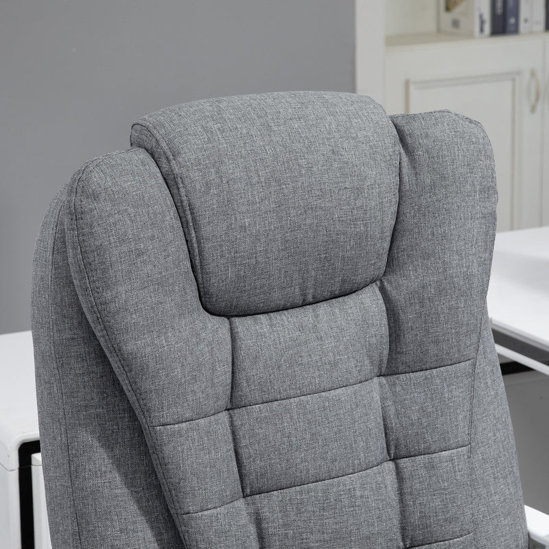 Executive Heated Massage Office Chair with 6 Vibration Points - Ergonomic High-Back Desk Recliner with Adjustable Swivel and Footrest, Grey - Ideal for Comfort and Relaxation in the Workplace