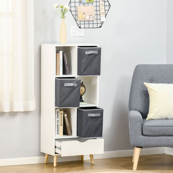 6-Cube Modern Bookcase - Freestanding Display Shelf, Storage Organizer Cabinet - Ideal for Home, Office, Living Room, Study Decor in White