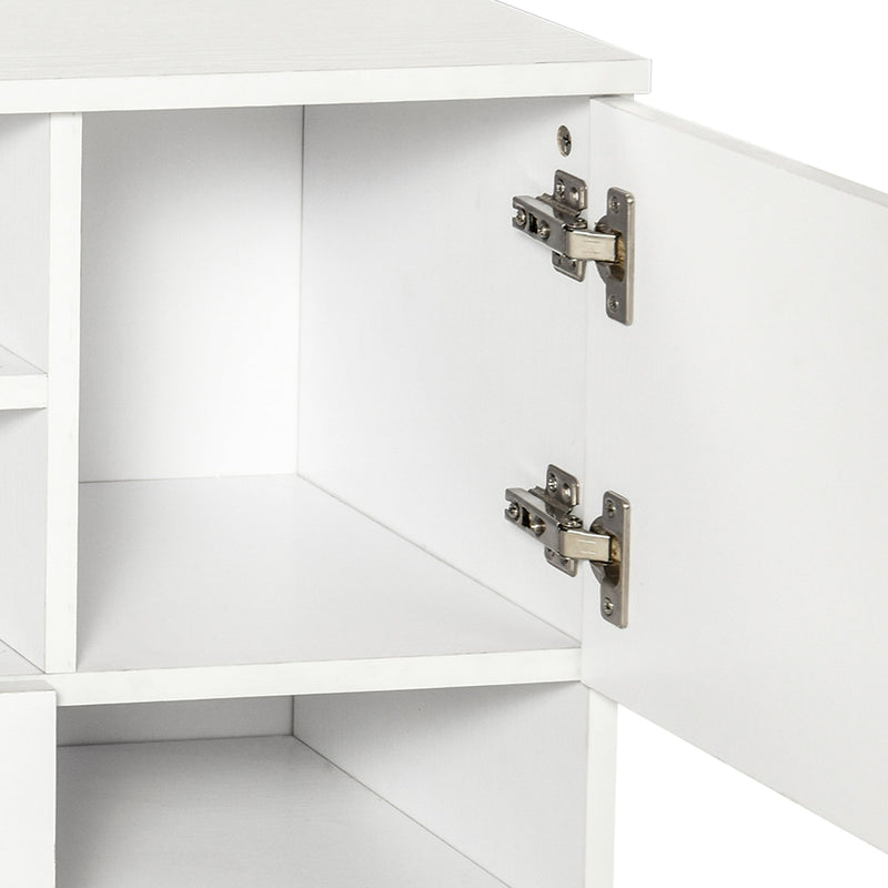 Mobile Storage Cabinet Sideboard - Cupboard with 4 Shelves, Drawers, and Lockable Wheels - Space-Saving Organizer for Home or Office