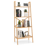 4-Tier Freestanding Bookcase with Anti-Toppling Device for Living Room-Natural