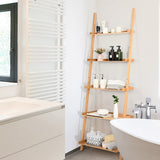 Bamboo 5-Tier Ladder Shelf - With Raised Baffle Design, Ideal for Living Room Display - Perfect Storage Solution for Home Decor Enthusiasts