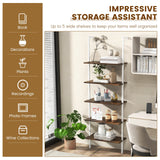5-Tier Ladder Shelf with Steel Frame for Living Room Bedroom Office-White &amp; Golden