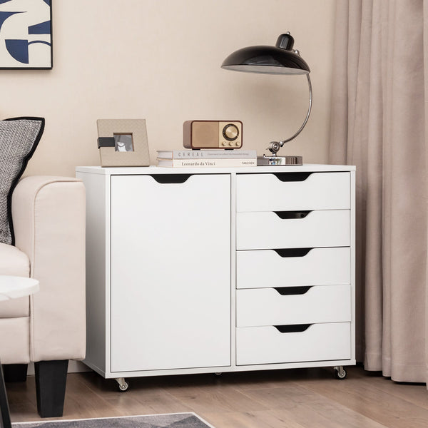 5-Drawer Chest - Elegant White Storage Solution - Ideal for Home Organization Needs