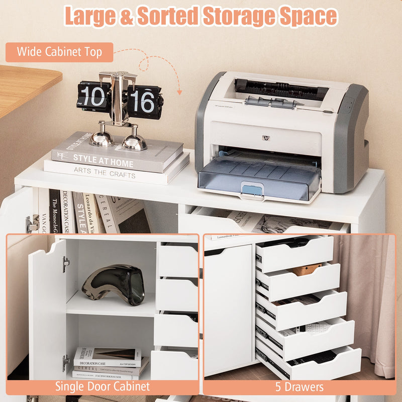 5-Drawer Chest - Elegant White Storage Solution - Ideal for Home Organization Needs