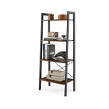 Rustic Brown 4-Tier Bookshelf - Metal Frame Design, Compact Storage Solution - Ideal for Home Libraries and Living Rooms
