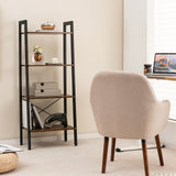 Rustic Brown 4-Tier Bookshelf - Metal Frame Design, Compact Storage Solution - Ideal for Home Libraries and Living Rooms