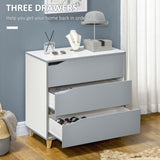 3-Drawer Grey Chest - Bedroom and Living Room Storage Unit with Pine Legs - Spacious 75x42x75cm Organizer for Home Clutter Management