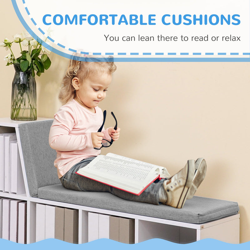 Cushioned Reading Nook Bookcase - Multipurpose Storage Shelf with Cozy Seat - Ideal for Study or Living Room Organization