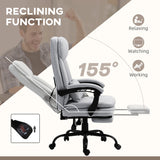 Ergonomic Reclining Chair with Vibration Massage and Heat - Microfiber Office Chair, Built-In Footrest, Adjustable Lumbar Pillow, Armrests - Ideal for Enhanced Comfort during Long Work Sessions