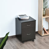 Rolling File Cabinet with Two Drawers - Mobile Storage Unit and Bedside Table in Black - Space-Saving Solution for Home and Office Organization