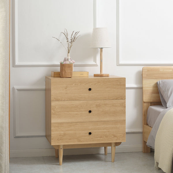 3-Drawer Wooden Chest - Elegant Storage Cabinet Unit with Sturdy Legs for Home Use - Ideal for Bedroom and Living Room Organization