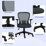 Ergonomic Mesh Office Chair with Flip-Up Armrests - Lumbar Support and Swivel Wheels for Comfortable Seating - Ideal for Home and Office Use