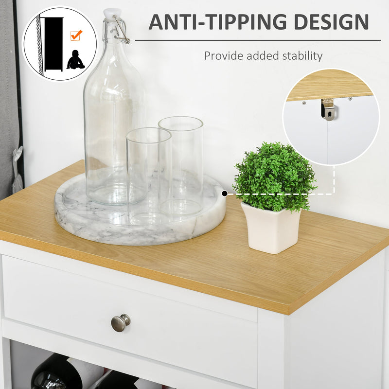 16-Bottle Capacity Modern Wine Cabinet - Kitchen Sideboard with Storage Drawer and Rack - Ideal for Dining Room and Home Bar Organization in White
