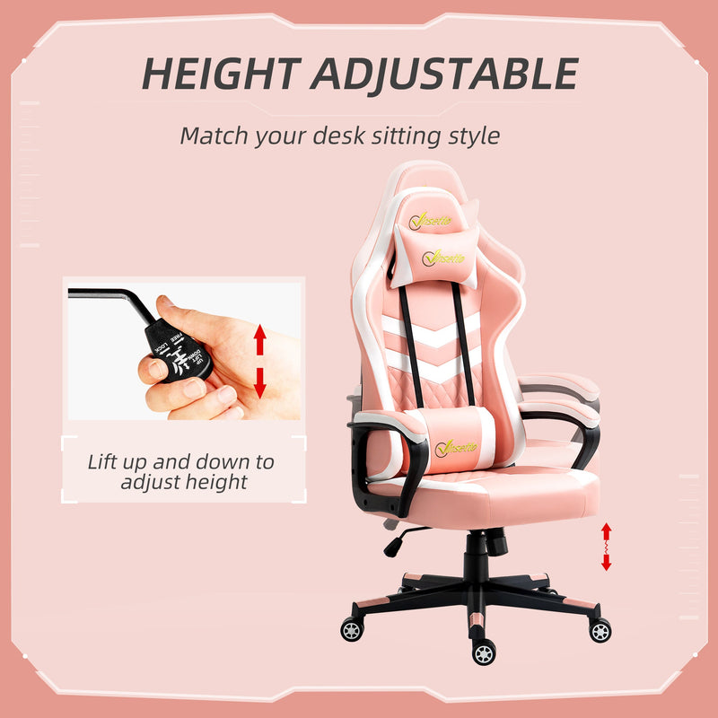 Ergonomic Racing-Style Gaming Chair - Lumbar Support, Headrest, Swivel Wheels, PVC Leather - Comfortable Home Office Seating for Gamers & Remote Workers