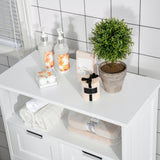 Freestanding Bathroom Cabinet with Adjustable Shelves - Slim Storage Cupboard Organizer with 2 Drawers - Ideal for Small Spaces and Clutter Reduction in White