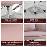 Luxurious Velvet Office Chair with Massage Pillow - Ergonomic Adjustable Height Seating with Casters - Comfortable Home Desk Chair for Work & Relaxation, Pink
