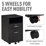 Lockable Mobile File Cabinet - Versatile Storage Cupboard for Home Office, Bedroom, and Living Room, 39.5x40x60 cm - Secure Filing Solution in Sleek Black Design