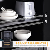 Freestanding Traditional Kitchen Cupboard - Black Storage Cabinet with Drawer, Doors & Adjustable Shelves - Ideal for Organized Kitchen Space & Extra Storage Needs