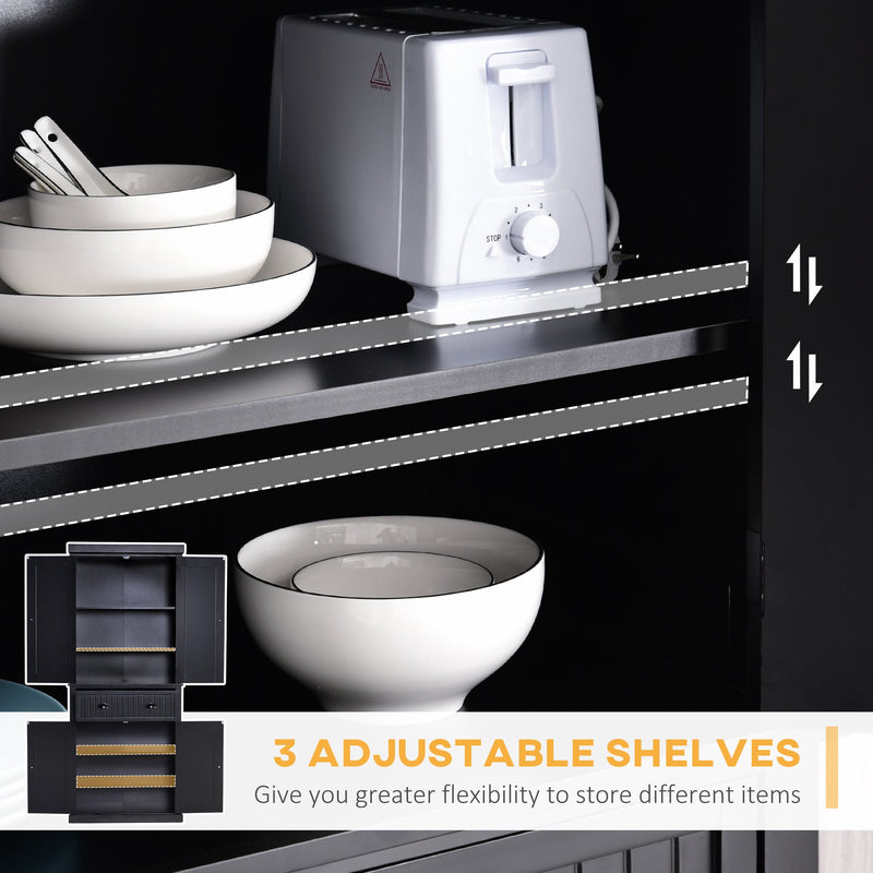 Freestanding Traditional Kitchen Cupboard - Black Storage Cabinet with Drawer, Doors & Adjustable Shelves - Ideal for Organized Kitchen Space & Extra Storage Needs