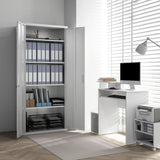 Lockable White Steel Cabinet with Five Shelves - Secure Storage Solution for Office - Ideal for Organizing Files and Supplies