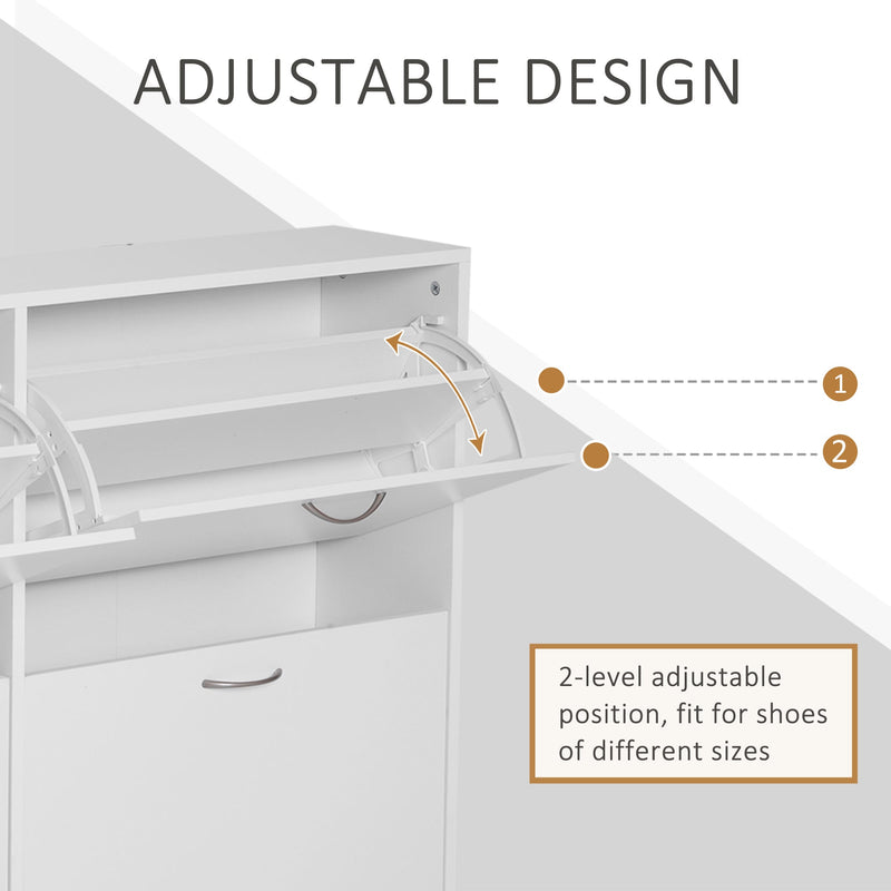 120Lx24Wx81H cm Shoe Storage Unit - Sleek White Particle Board Shoe Cabinet - Space-Saving Organization for Entryways and Closets